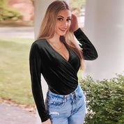 Olivia Alba | Slim Fit Top – Huidskleur, Zwart, Donkergroen & Bordeaux