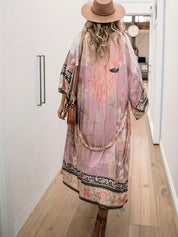 Elena Rossi | Zachte Kimono met Bloemenprint en Strikceintuur