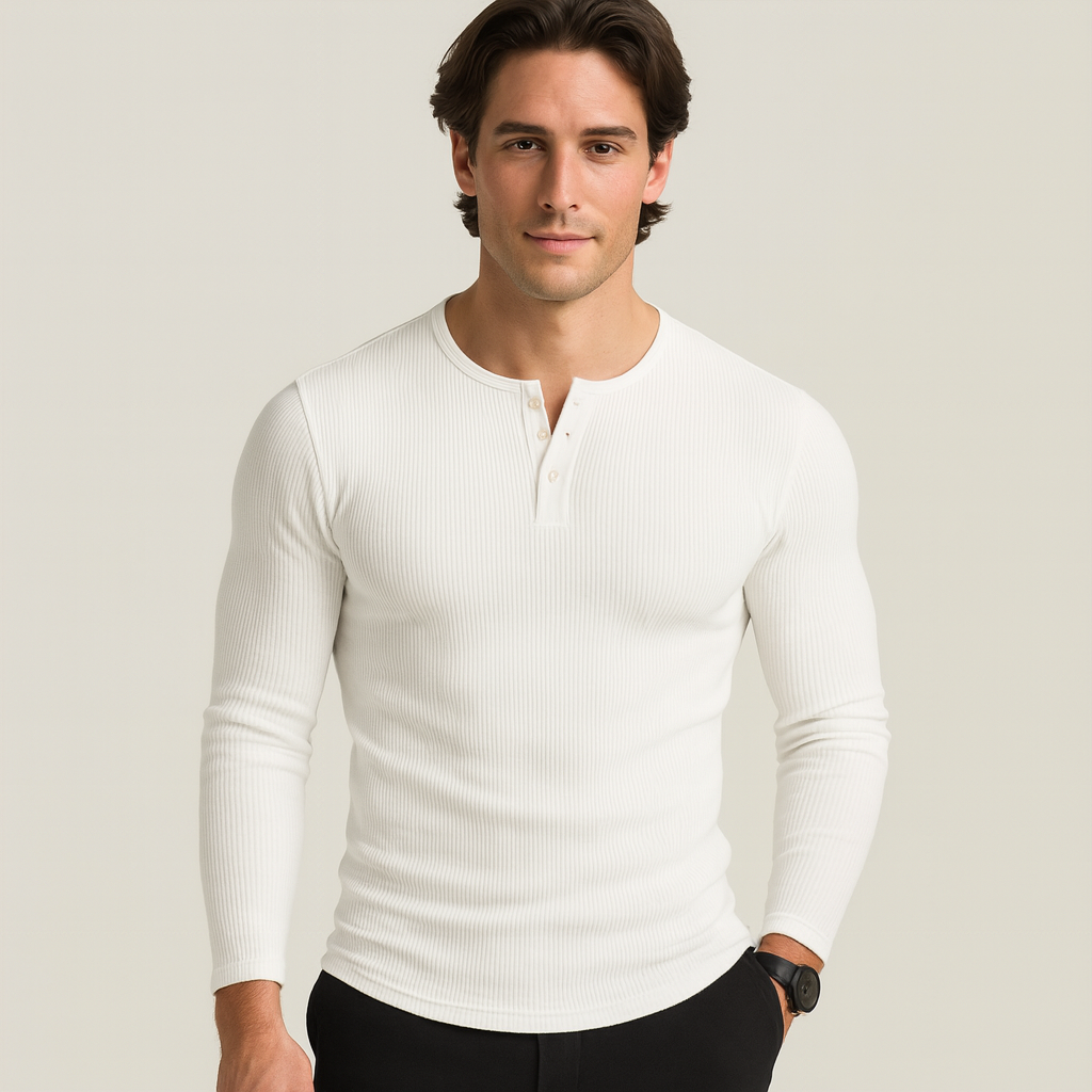 Sebastian Adler | Luxe Heren Henley Shirt met Slim Fit