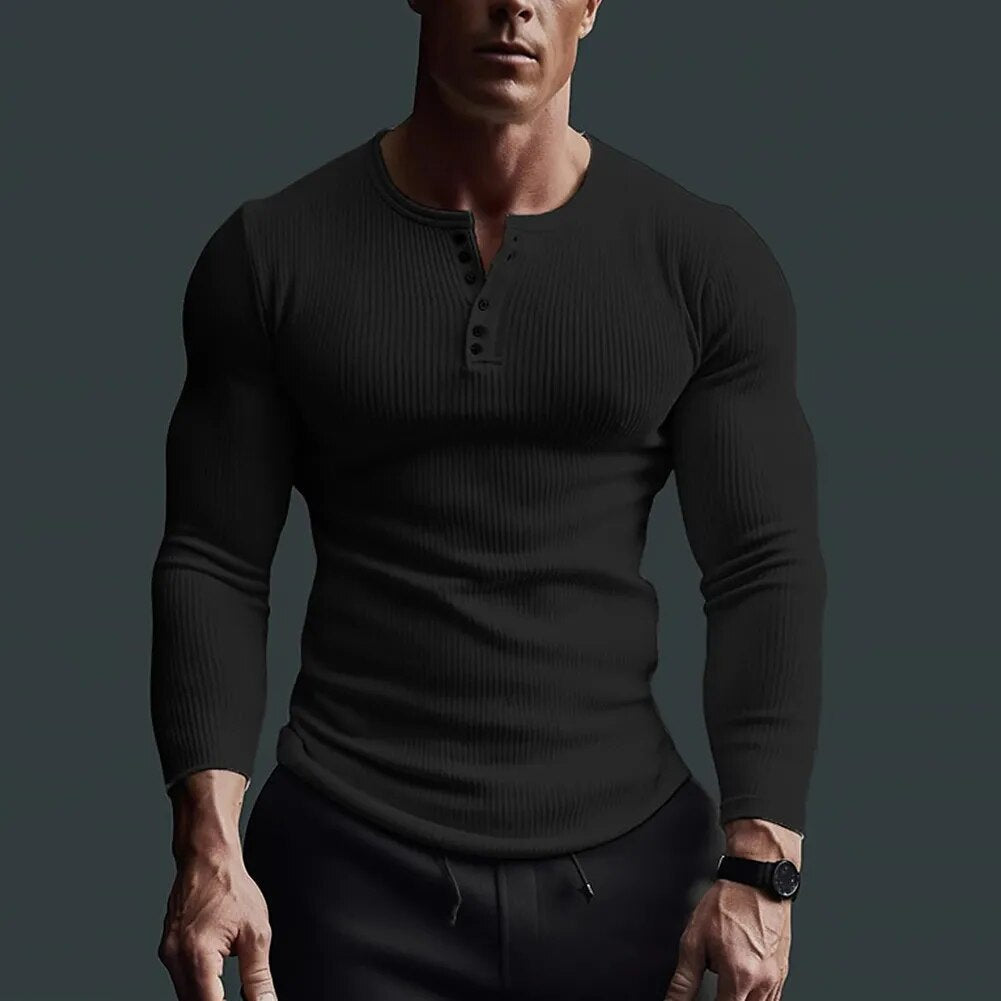Sebastian Adler | Luxe Heren Henley Shirt met Slim Fit