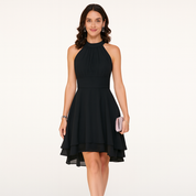 Serena Verona | Elegante Halter Cocktailjurk met Gelaagde Zoom