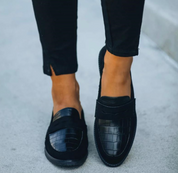 Sofia Moretti | Luxe Leren Loafers in Zwart