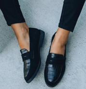 Sofia Moretti | Luxe Leren Loafers in Zwart
