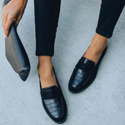 Sofia Moretti | Luxe Leren Loafers in Zwart