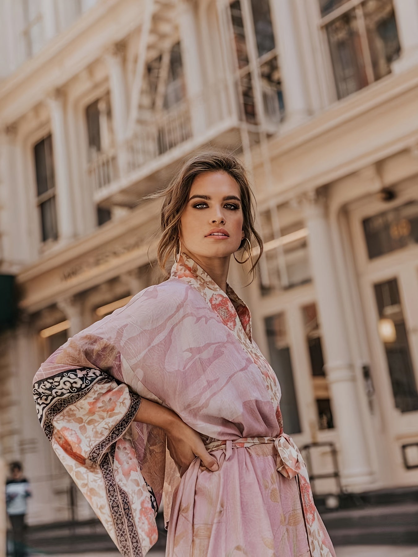 Elena Rossi | Zachte Kimono met Bloemenprint en Strikceintuur