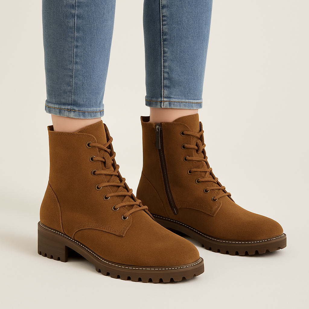 Luca Herrera | Dames suède Martin boots met middelhoge hak