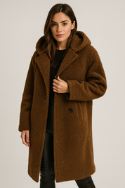 ZAAN Original | Elegante Lange Teddy Damesjas met Capuchon