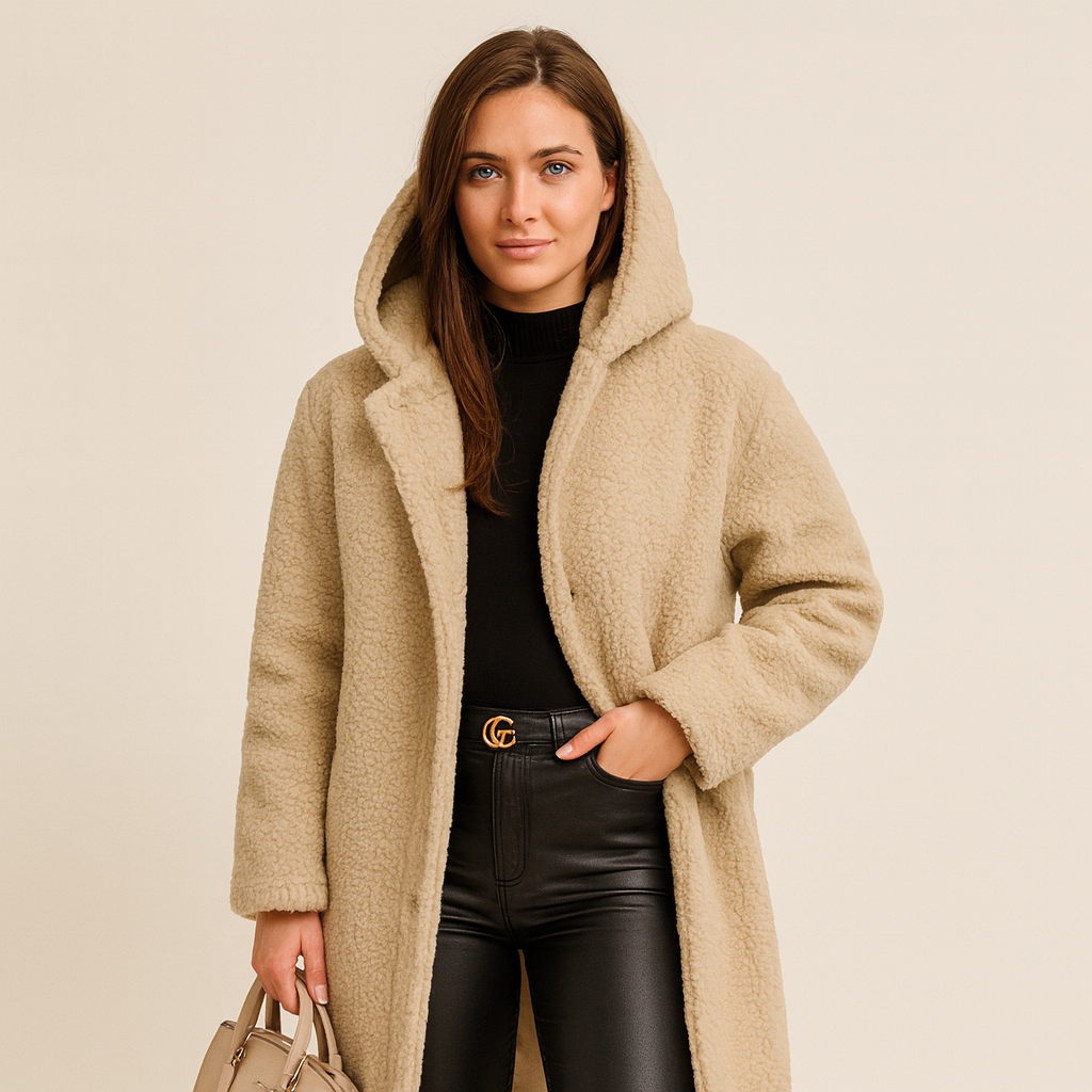 ZAAN Original | Elegante Lange Teddy Damesjas met Capuchon