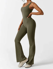 Noor Verfijnd | Flared V-Back Jumpsuit met Shaping Effect