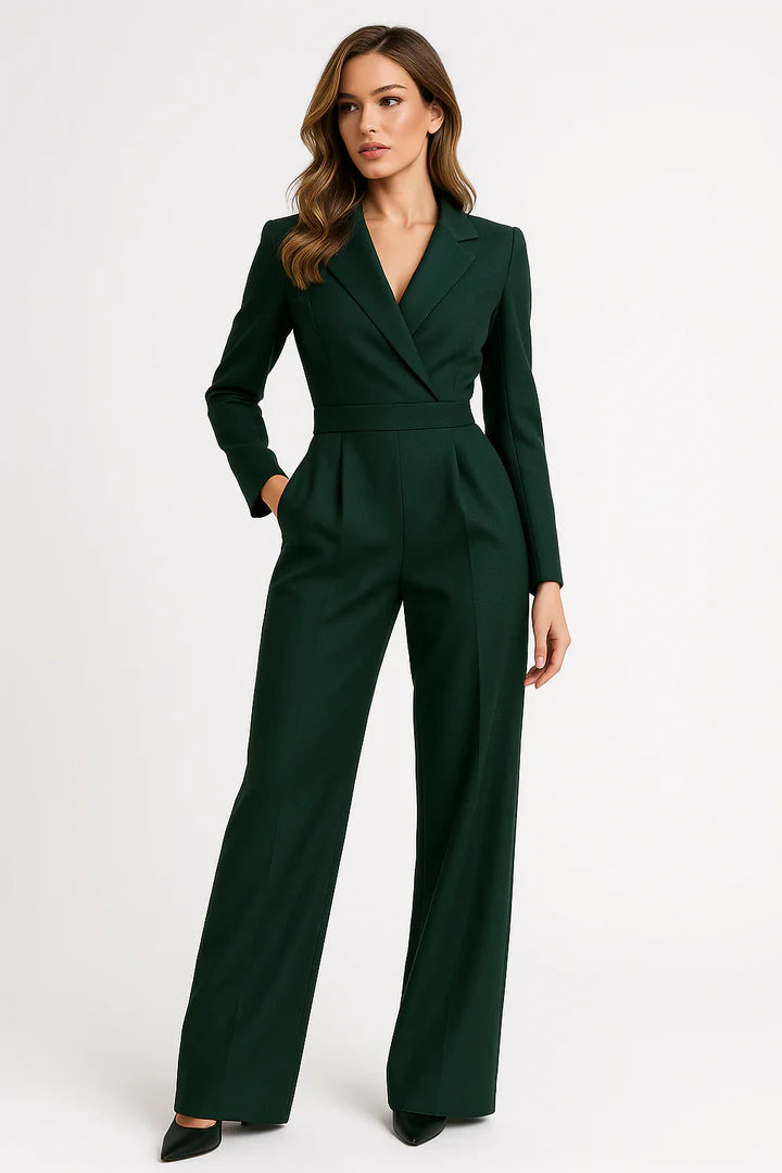 ZAAN Original | Luxe Blazer Jumpsuit met V-hals en Wide-leg Pasvorm