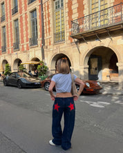 Amélie Duvant | Jeans met Rode Geborduurde Sterren