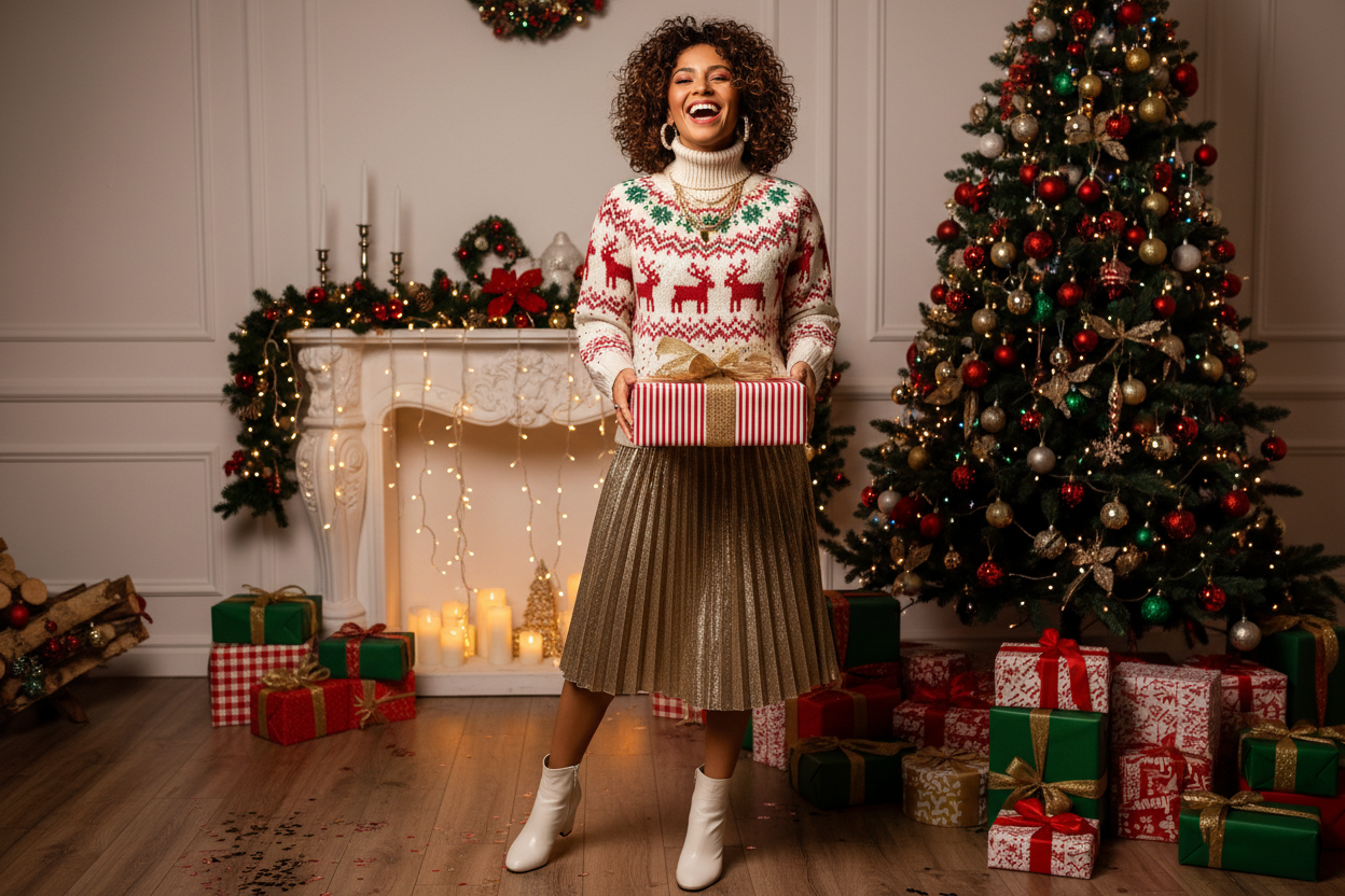 wat meer vroolijk met ook iemand met een kerst trui aan